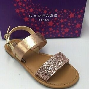 NWT Rampage Girls' Gold Glitter Strap Sandals 🌞